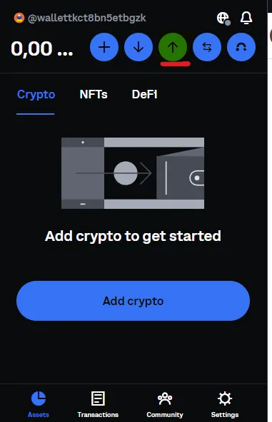 Envoyer crypto, transfert crypto, actifs, eth