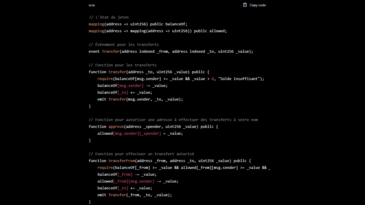 chatgpt en train de créer le code pour générer un smart contract sur ethereum