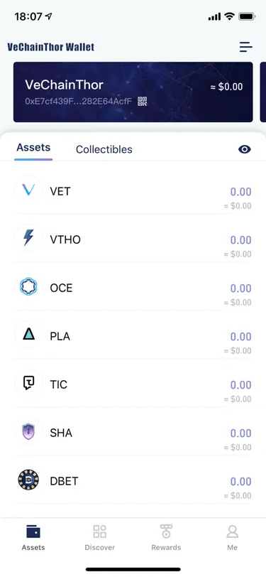L'application mobile de portefeuille Vechain Thor Wallet