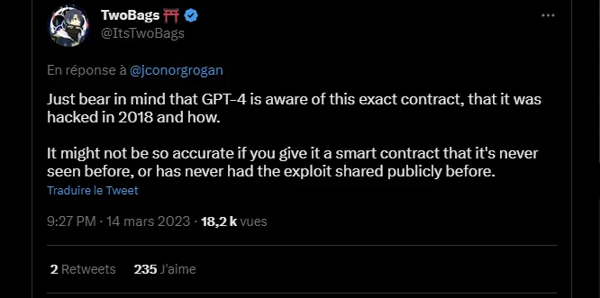 réponse à grogan pour expliquer que le smart contract été déjà connu