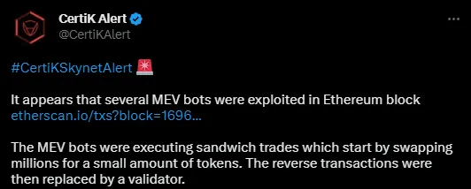 Attaque bot MEV 25 millions de dollars