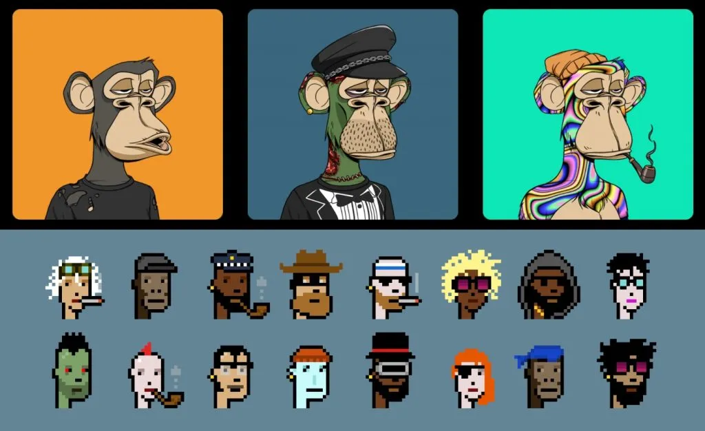 Les collections NFT Bored Ape Yacht Club et CryptoPunks