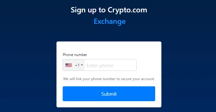 Entrez son téléphone sur Crypto.com
