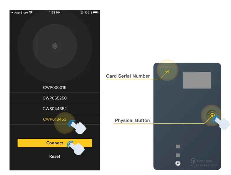 Code de liaison app - carte coolwallet