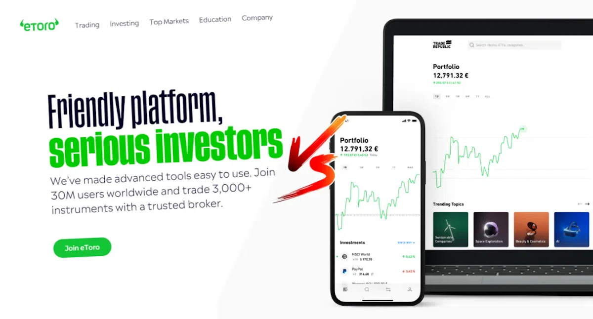 Comparatif eToro VS Trade Republic