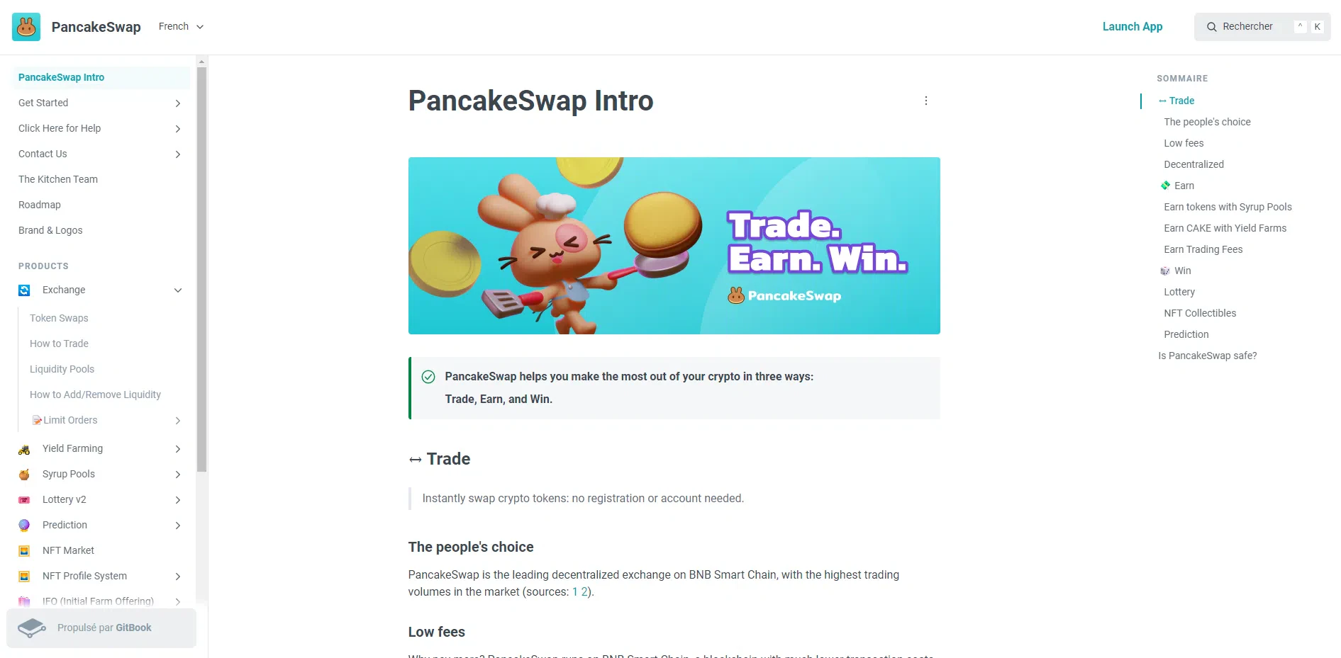 la documentation pour bien utiliser les services de pancakeswap