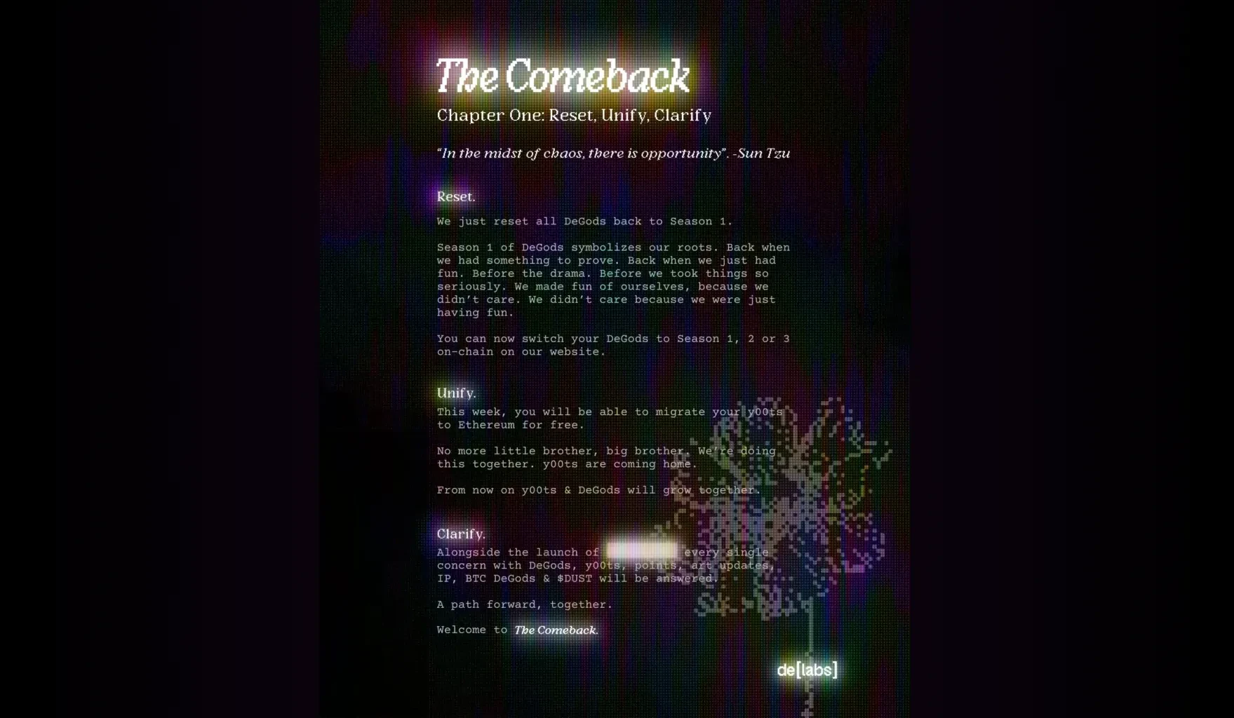 Annonce TheComeback DeGods NFT collection ventes opensea