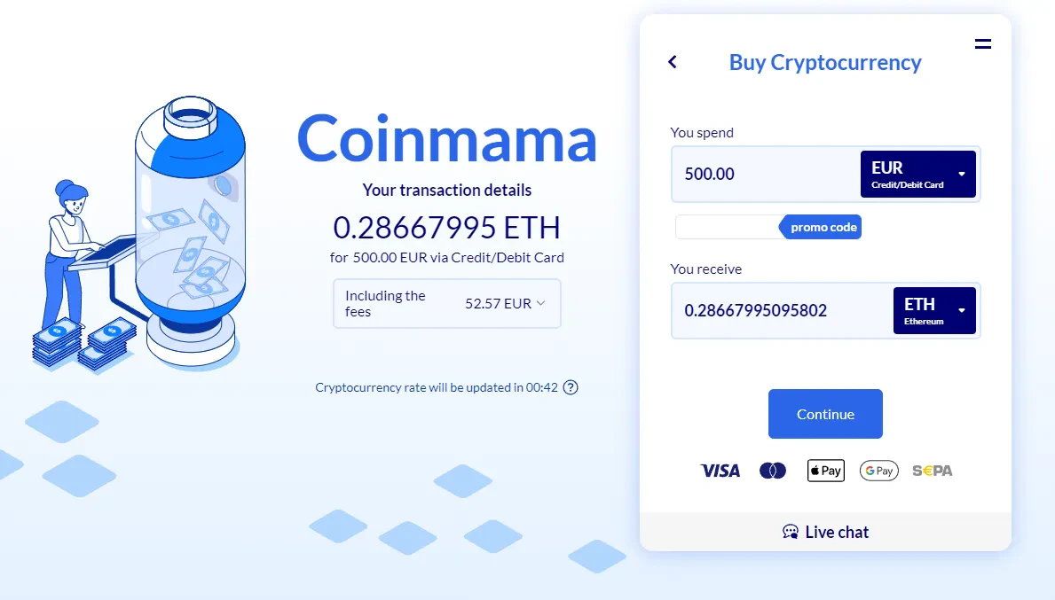 Acheter des cryptos sur Coinmama cryptomonnaies achat exchange