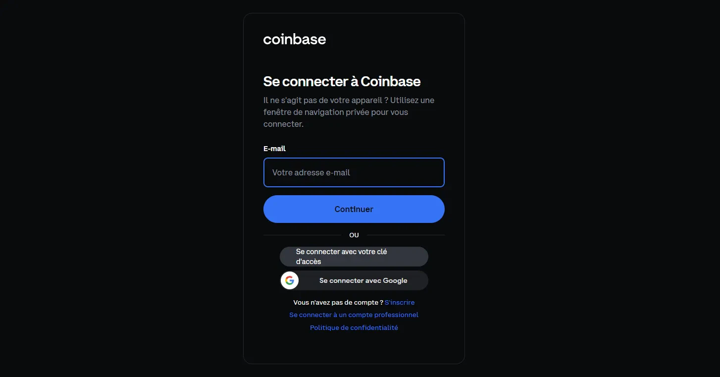 Se connecter coinbase exchange
