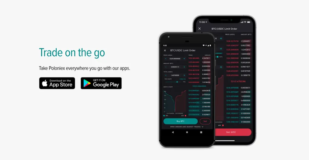 L'application mobile Poloniex crypto