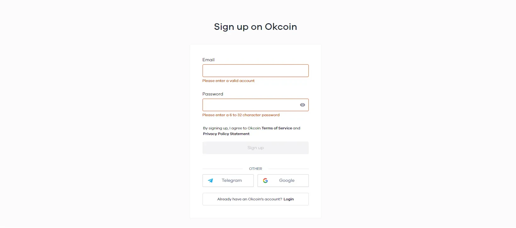 S'inscrire sur Okcoin exchange