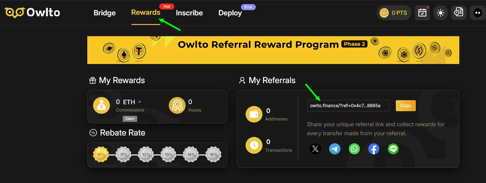 les différentes récompenses possibles avec l’affiliation owlto