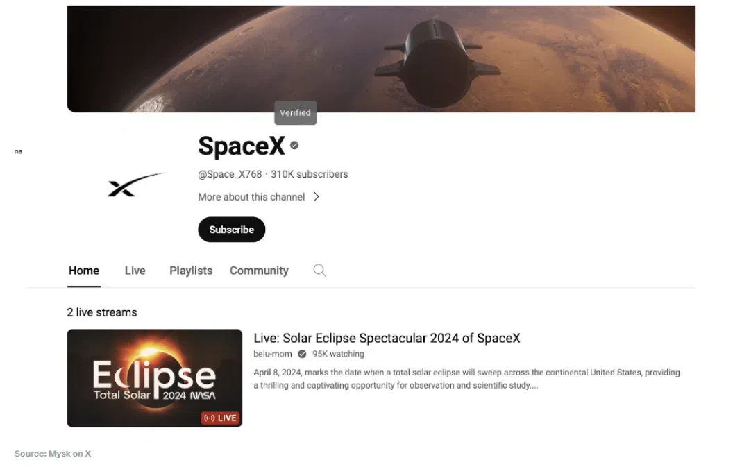 fausse chaine youtube spacex