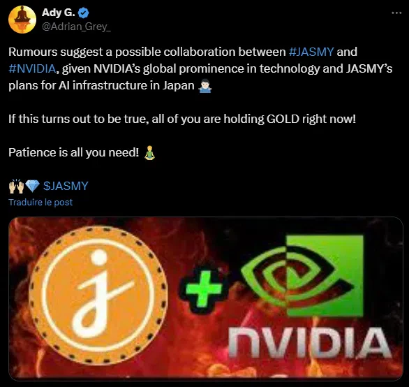 le tweet d'ady sur jasmy et nvidia