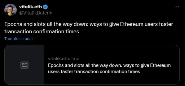 le tweet de vitalik sur ethereum