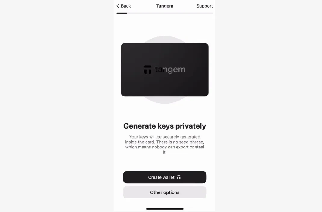 S'inscrire sur Tangem Wallet