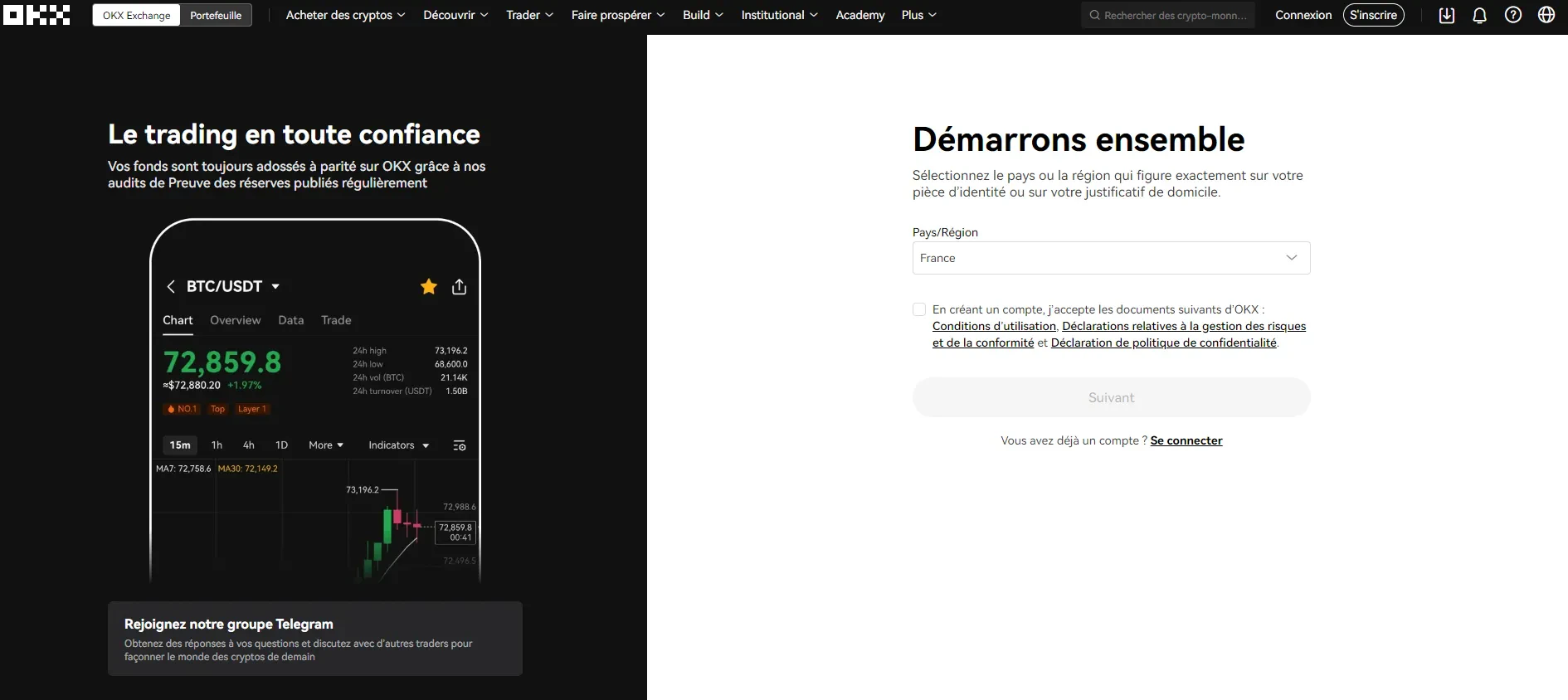 Comment ouvrir un compte OKX ?