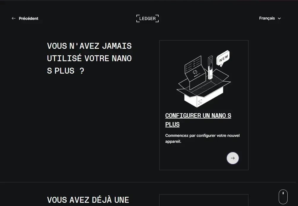Configurer Ledger Nano S Plus crypto wallet