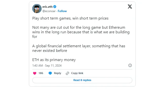 'bullposting' d'Ethereum twitter tweet eric.eth eth