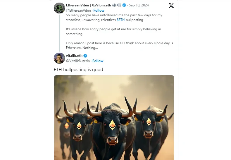 Vitalik Buterin bullposting X Twitter Ethereum ETH