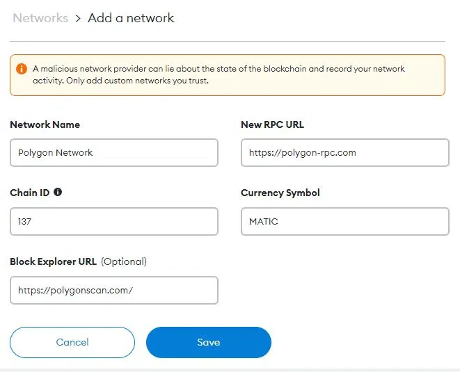 ajouter un réseau sur metamask