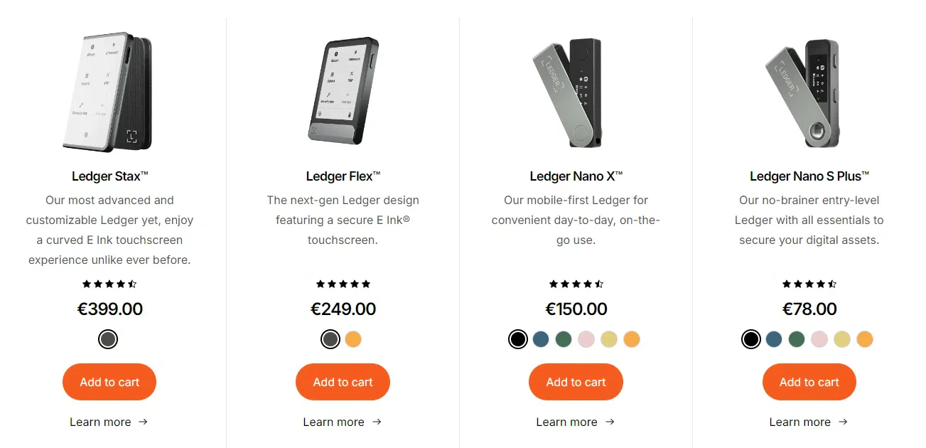 comparaison des produits ledger