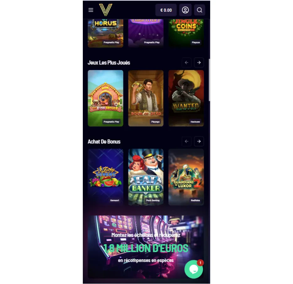 vegaz casino sur téléphone