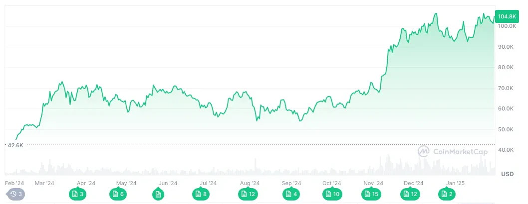 Cours du Bitcoin sur la dernière année