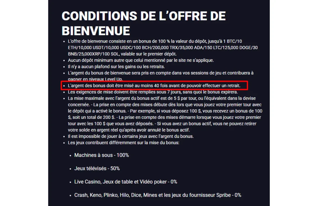 metaspins conditions du bonus de bienvenue