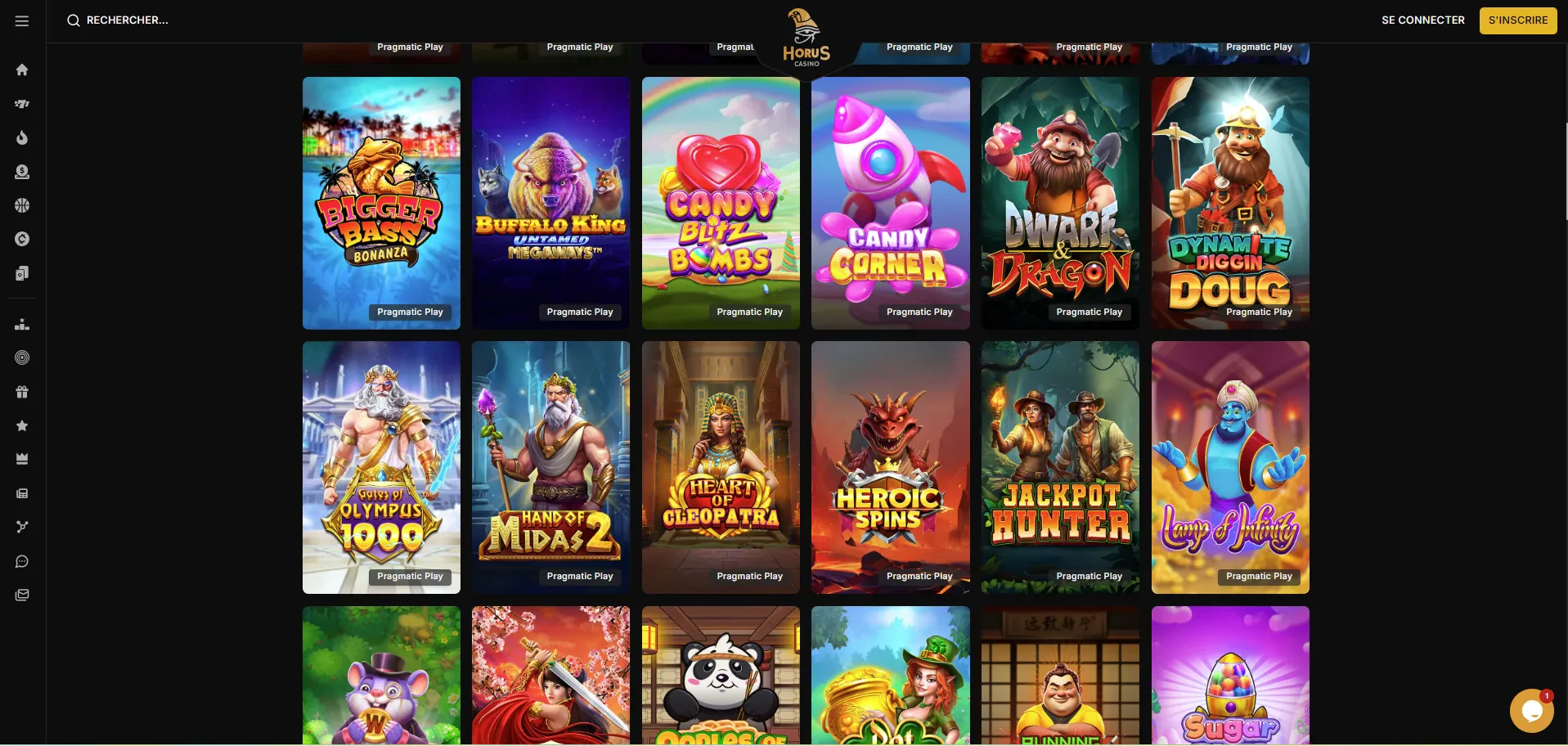 Jeux à forte volatilité sur horus casino