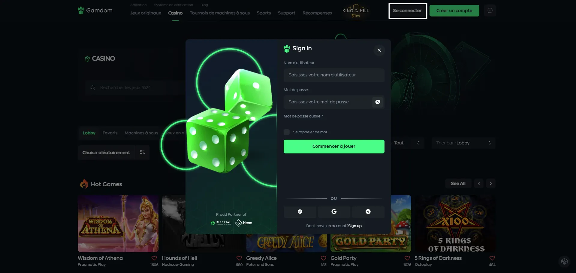 connexion sur gamdom