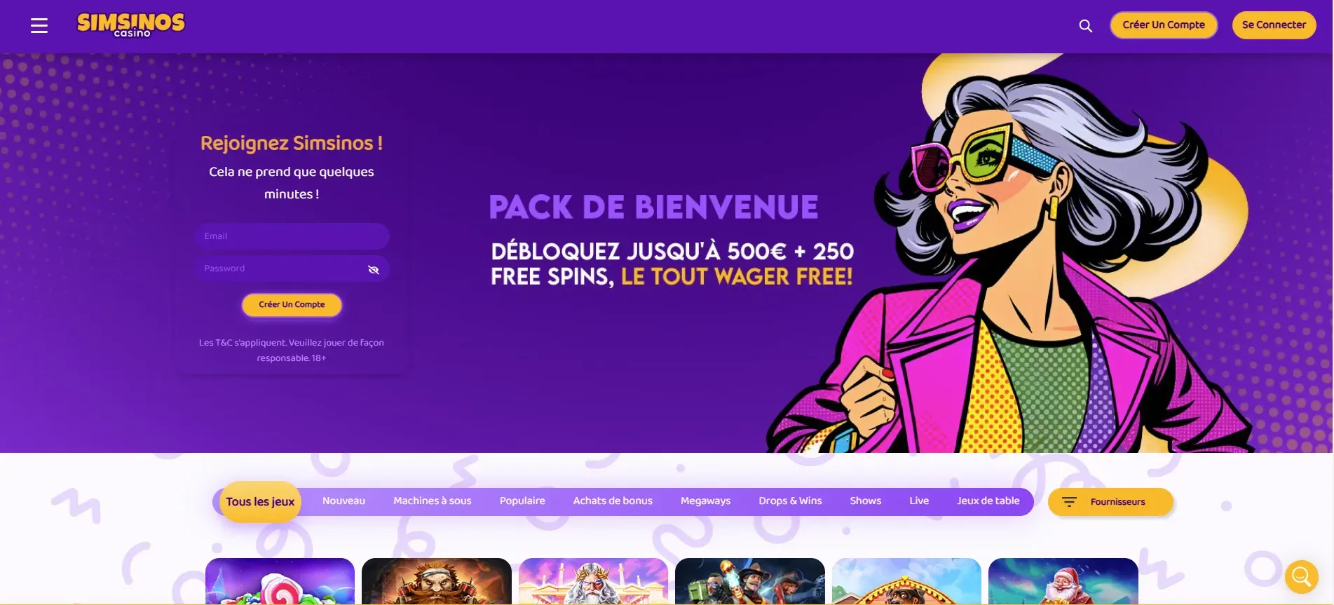 page d'accueil simsinos