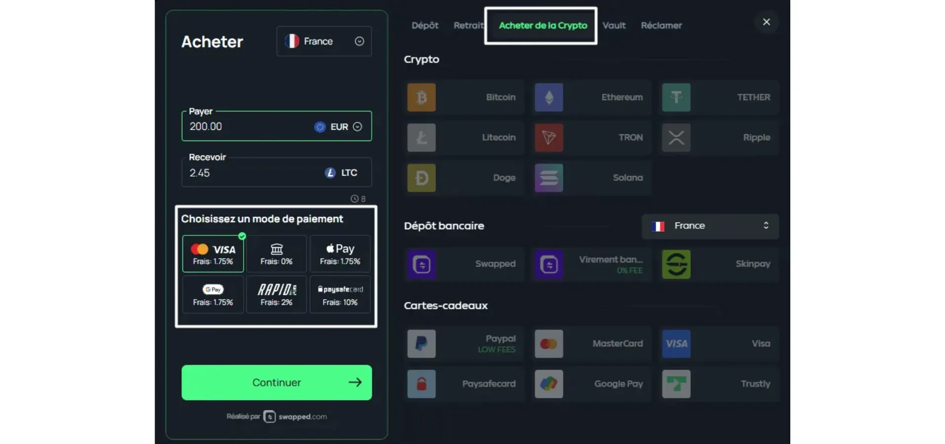 achat de crypto sur gamdom