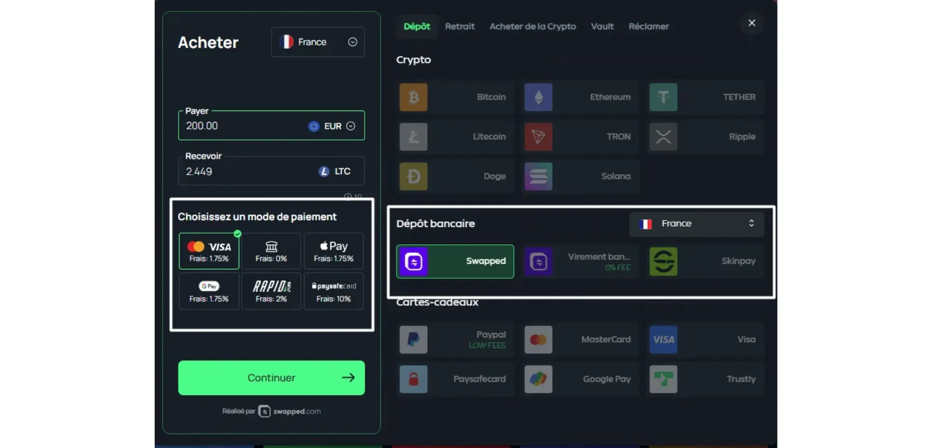 autres options de dépôt