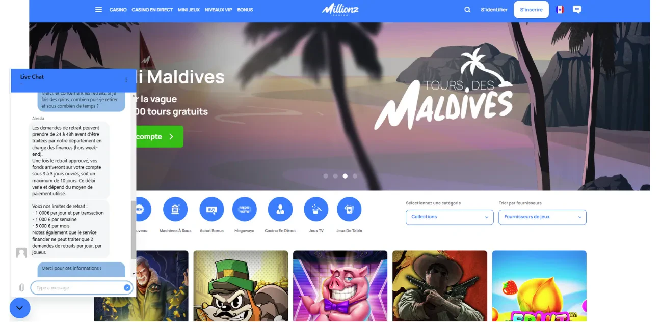 support client sur millionz