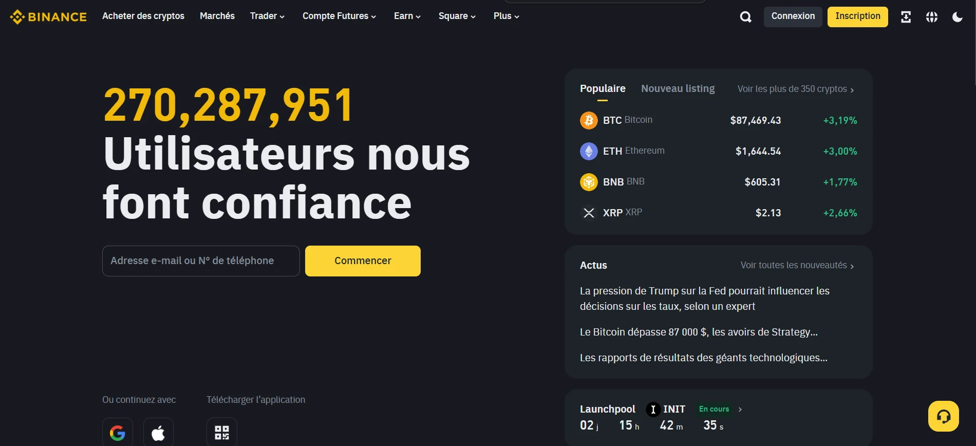 Approvisionner son wallet avec Binance