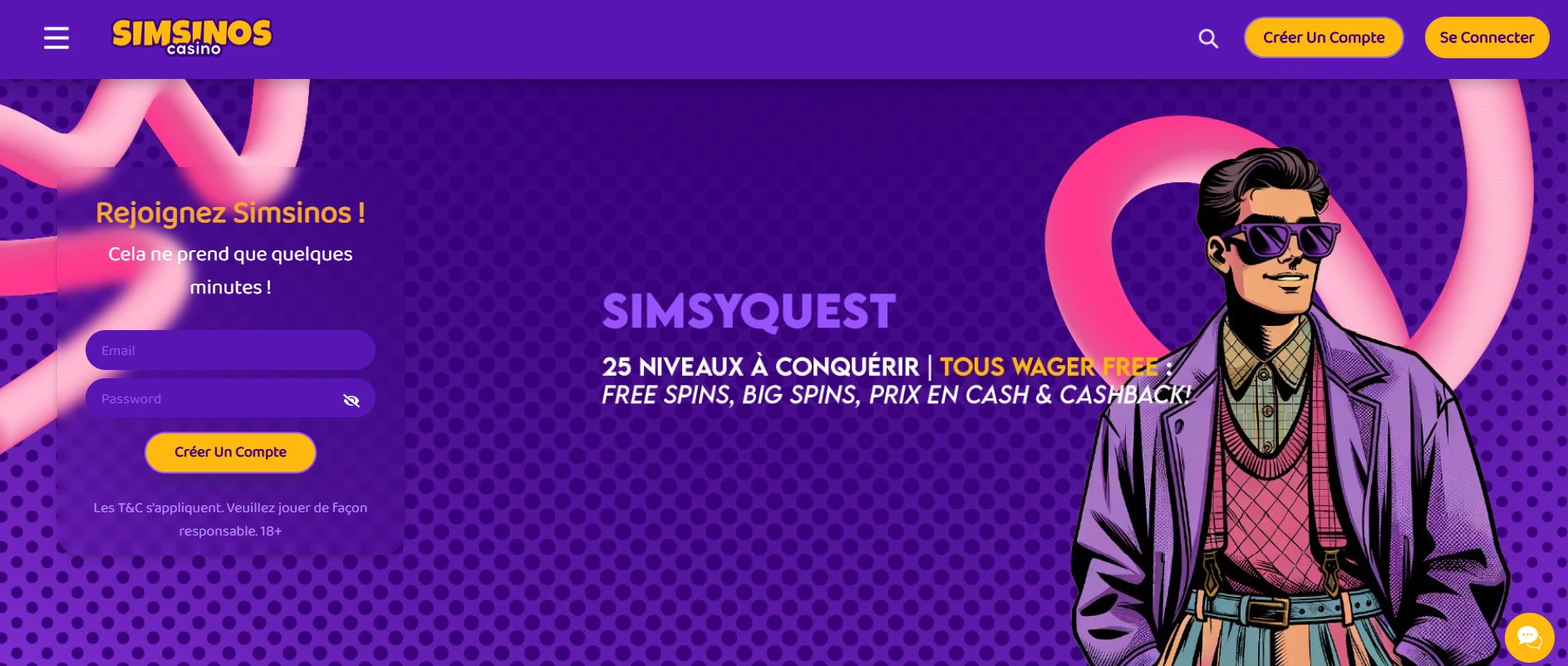 Page d'accueil de Simsinos