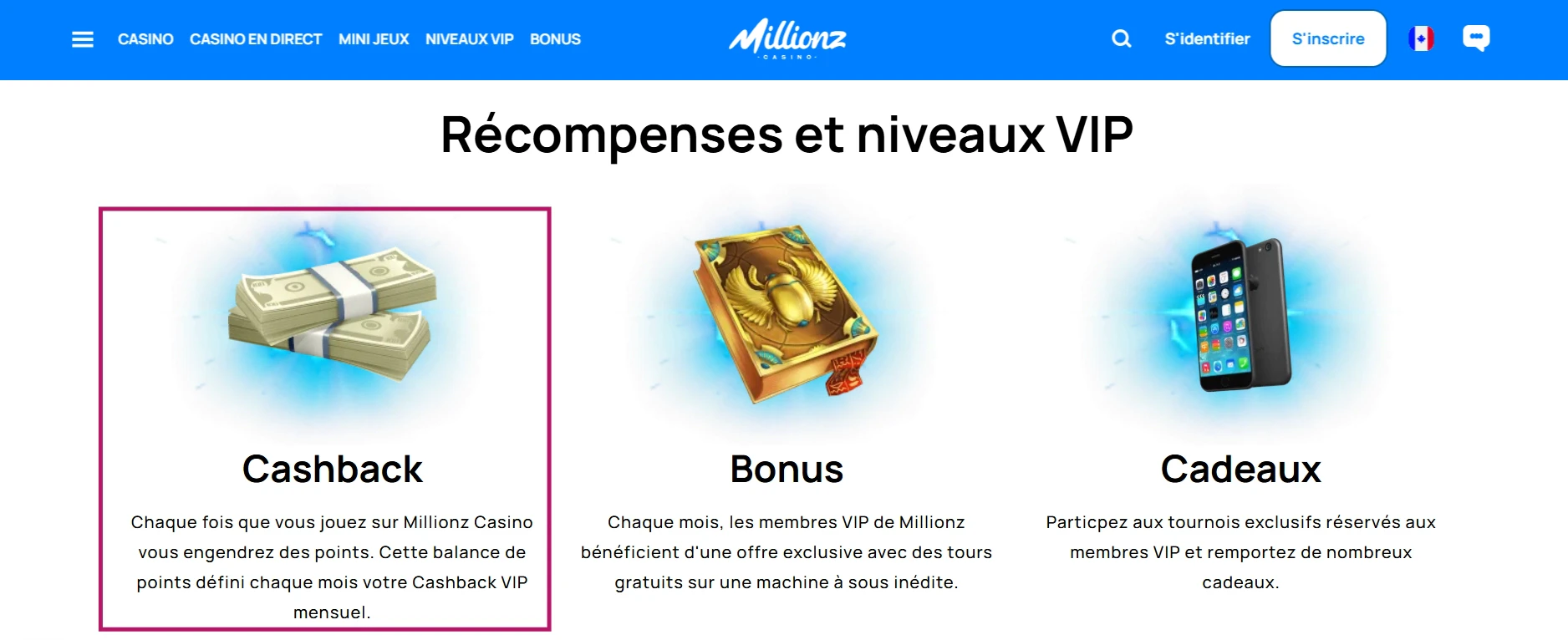 Cashback sur Millionz