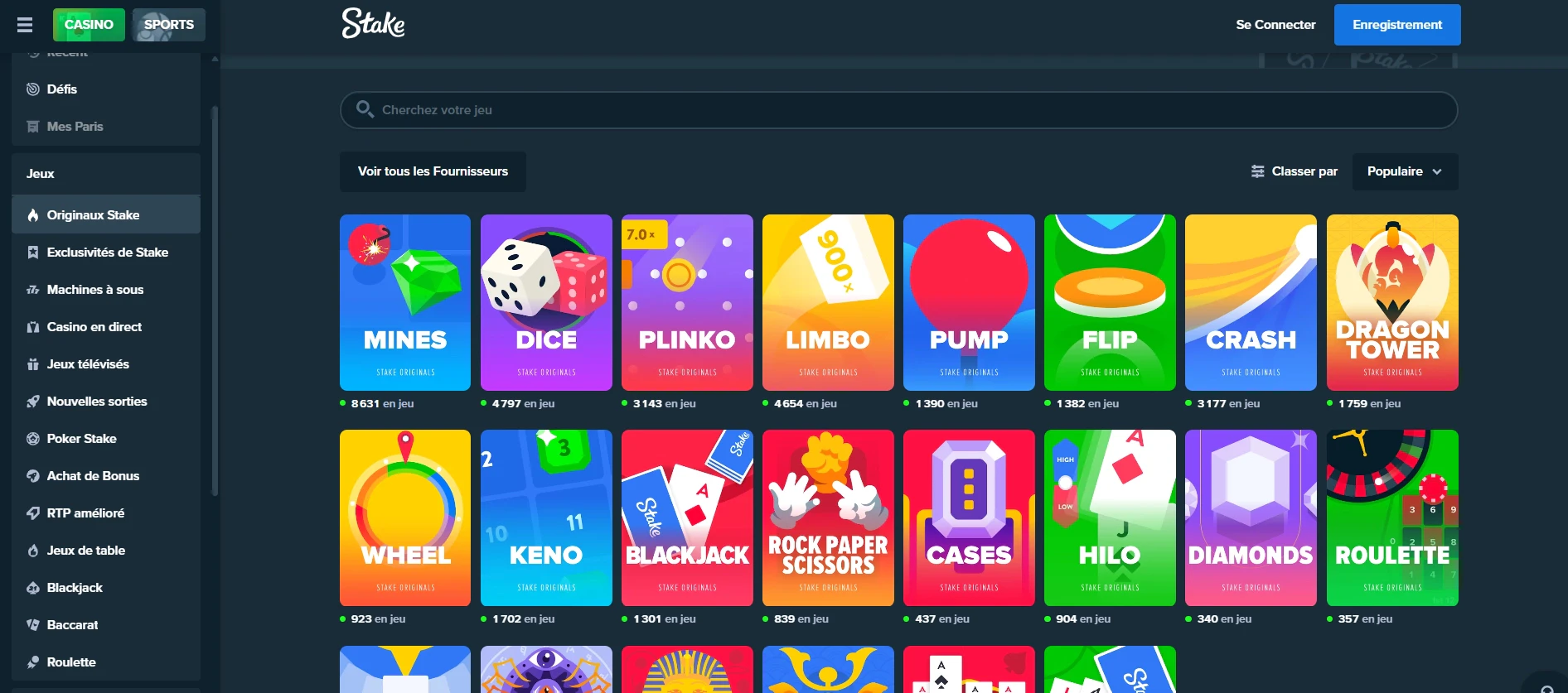 Les mini jeux sur Stake