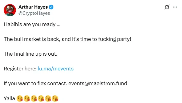Tweet Arthur Hayes