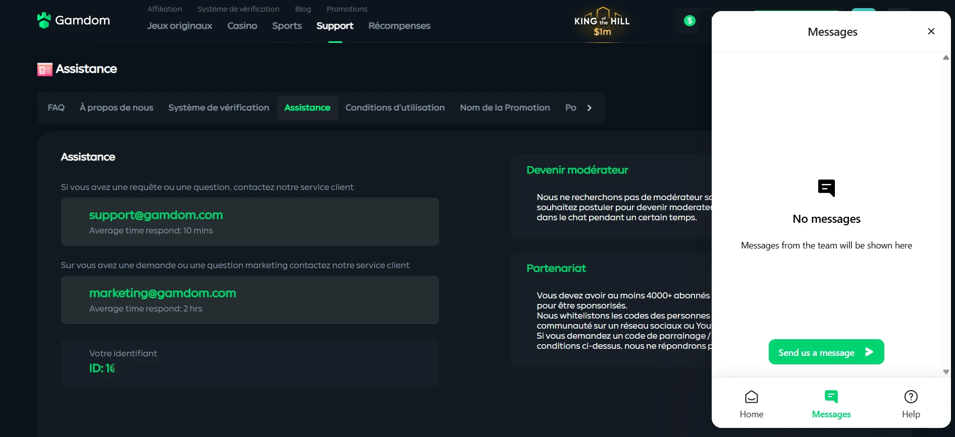 Le suppoty client de Gandom