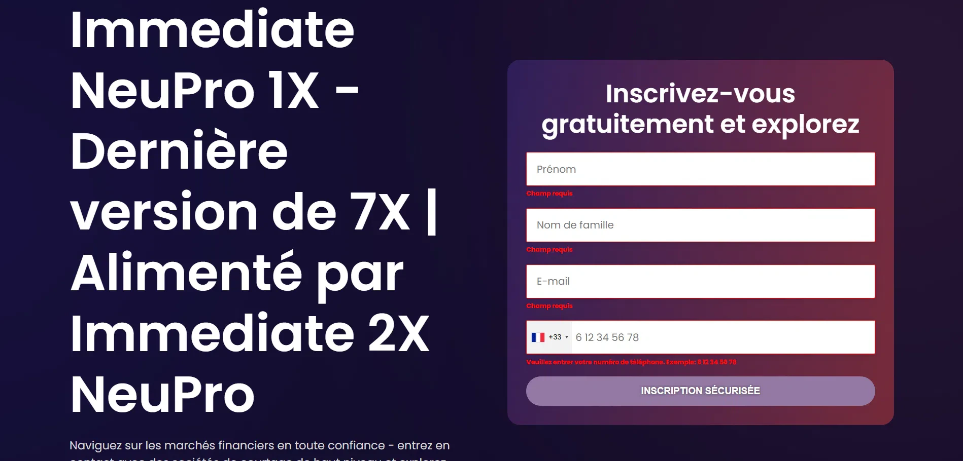 demande d'inscription immediate neupro