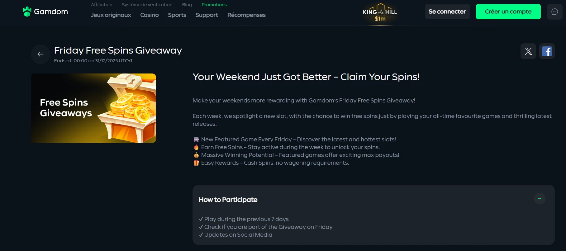 les bonus en free spin sur gamdom