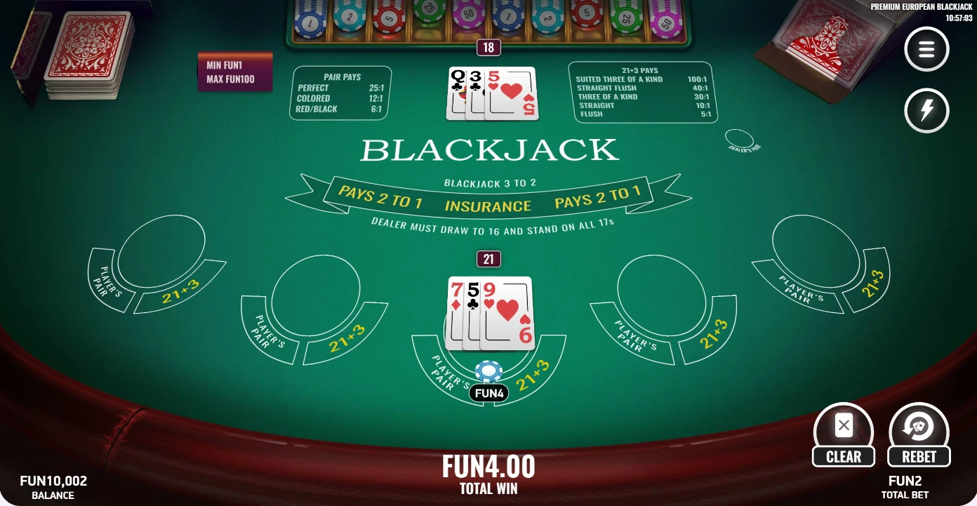 Jeu de table European Blackjack Multihand