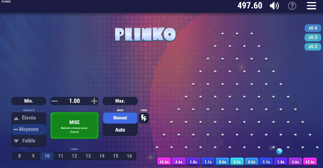 Mini jeu Plinko