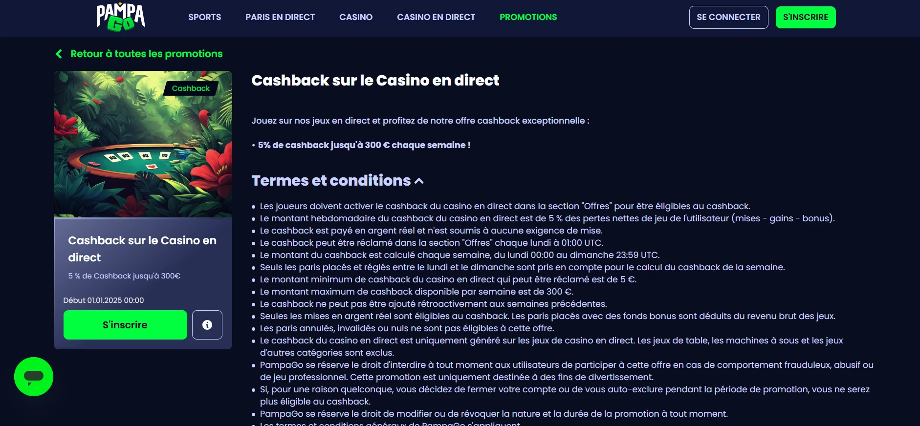 Le cashback sur Pampago