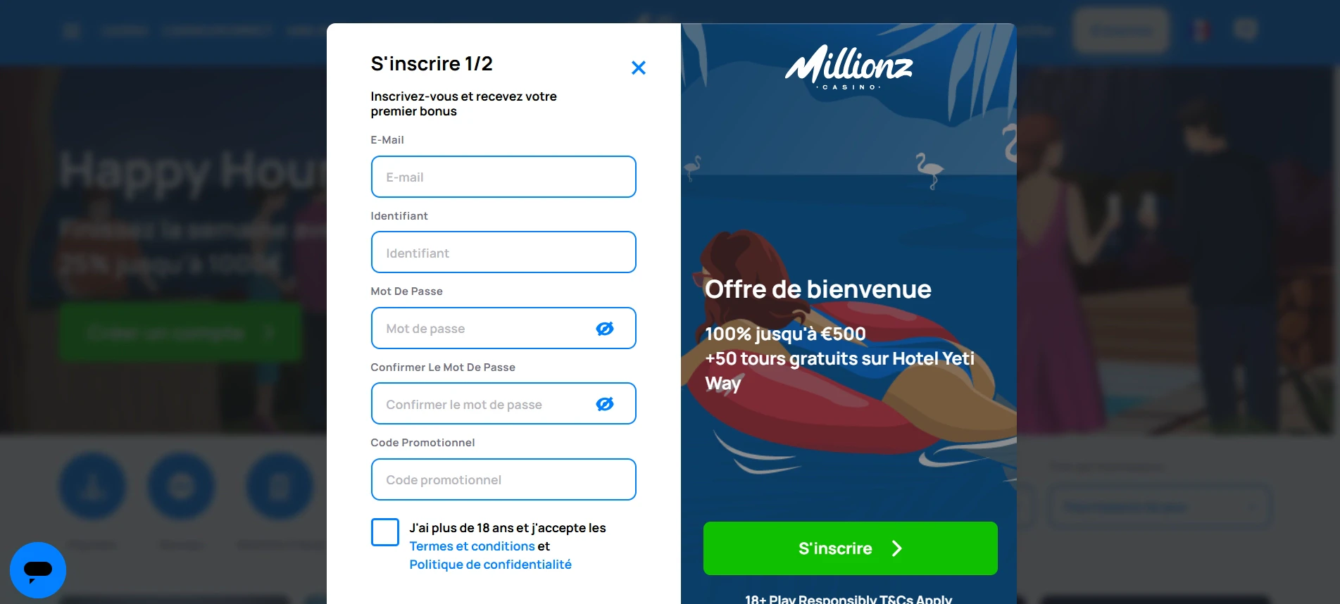 Identifiants de connexion Mllionz