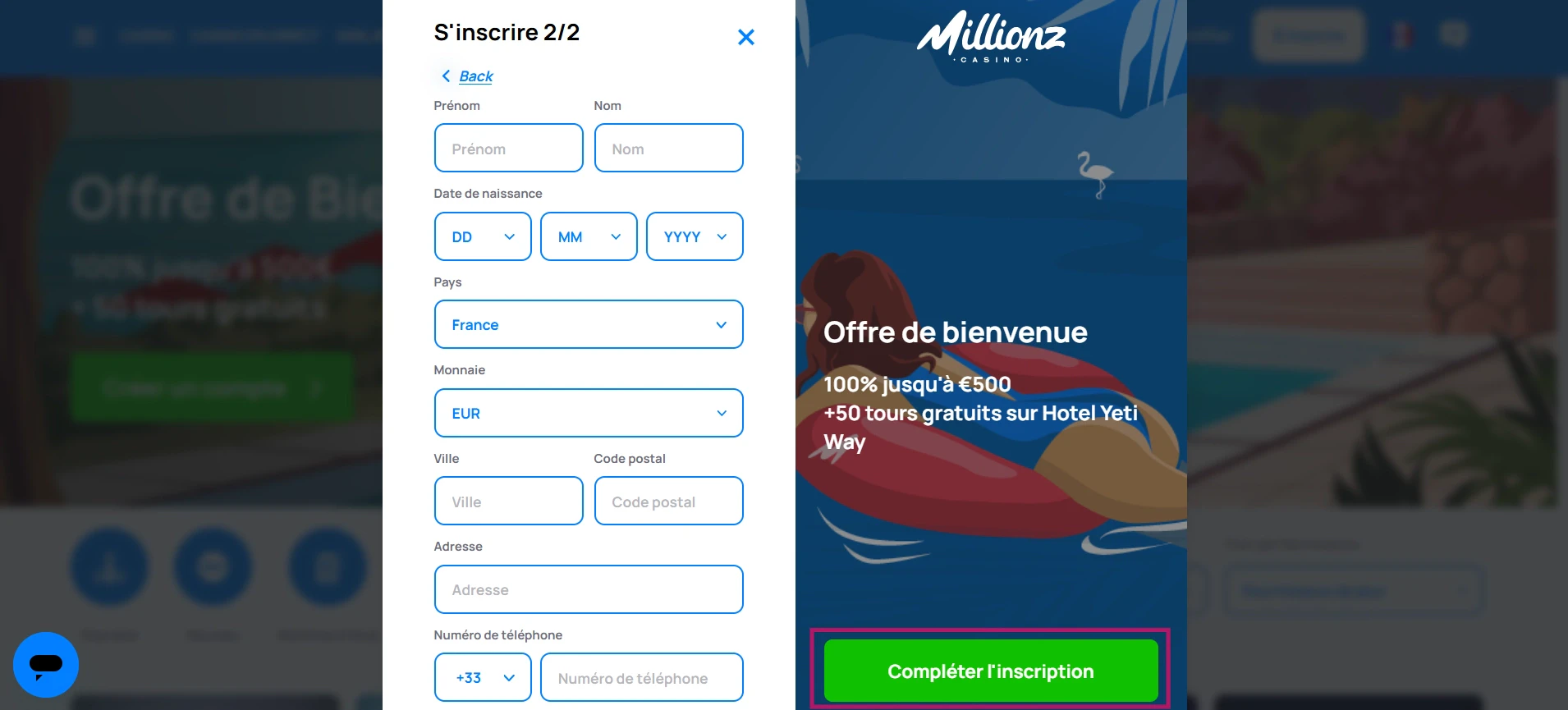 Informations personnelles Millionz