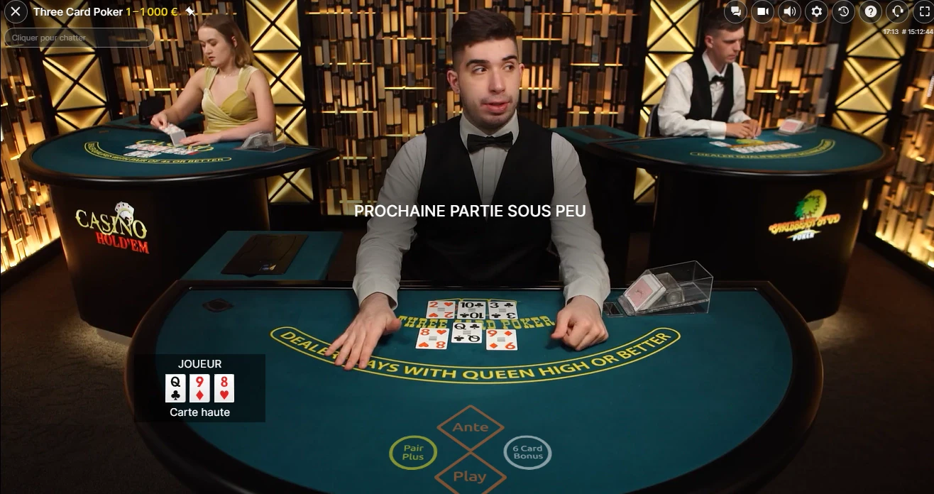 Three Card Poker en direct