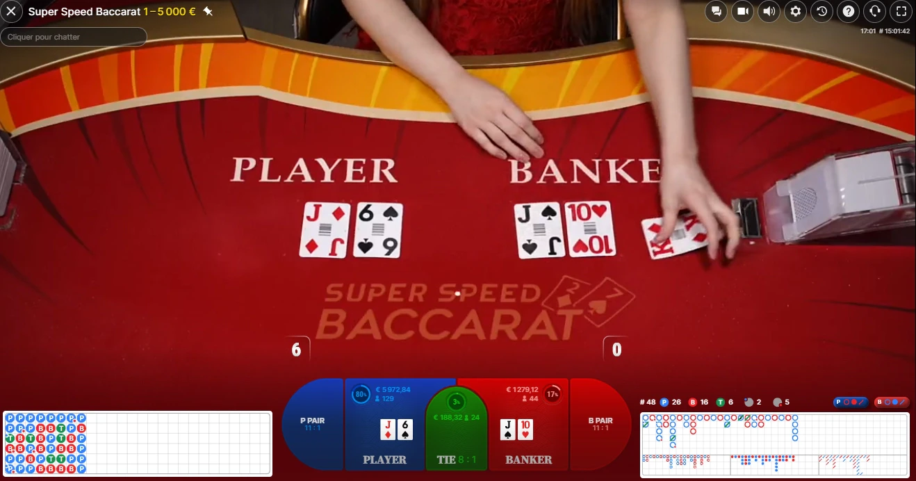 Super Speed Baccarat en live